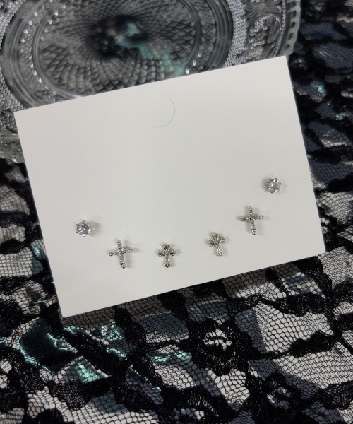 MASHIRO（マシロ）の「【MASHIRO】ワンポイントクロスモチーフミックスピアス6点セット（MA/EK1）（ピアス（両耳用）・レディース・シルバー・FREE）」の6枚目の写真