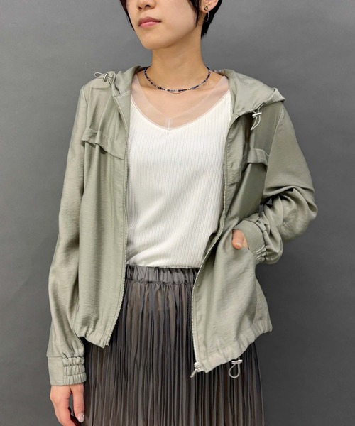 NICOLE white(ニコルホワイト)の「シアーパーカー(その他アウター・レディース・カーキ/ブラック/オフホワイト/ベージュ/ネイビー・FREE)」の5枚目の写真