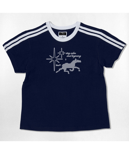 NOTUSUAL（ノットユージュアル）の「ドットホールセミクロップ半袖Tシャツ 6色（Tシャツ/カットソー・レディース・ホワイト/スカイブルー/ネイビー/ピンク/ライトブラウン/ホワイト×グリーン・1(S)）」の5枚目の写真