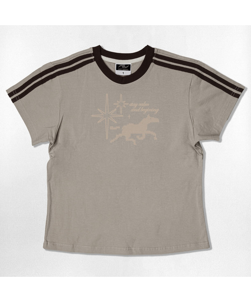 NOTUSUAL（ノットユージュアル）の「ドットホールセミクロップ半袖Tシャツ 6色（Tシャツ/カットソー・レディース・ホワイト/スカイブルー/ネイビー/ピンク/ライトブラウン/ホワイト×グリーン・1(S)）」の3枚目の写真