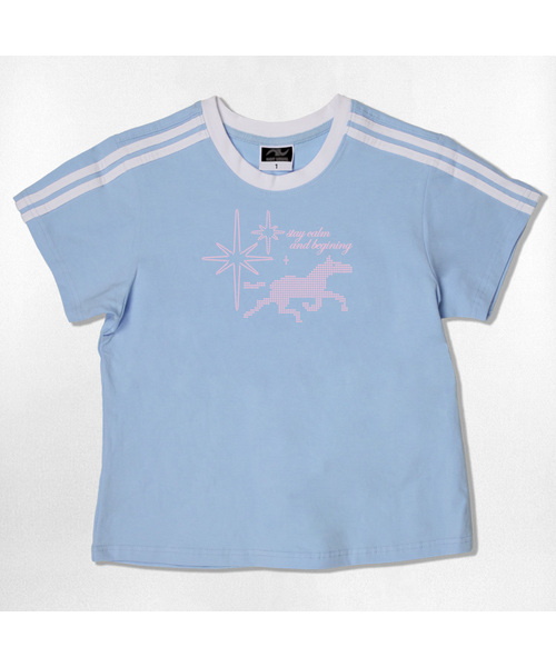 NOTUSUAL（ノットユージュアル）の「ドットホールセミクロップ半袖Tシャツ 6色（Tシャツ/カットソー・レディース・ホワイト/スカイブルー/ネイビー/ピンク/ライトブラウン/ホワイト×グリーン・1(S)）」の4枚目の写真