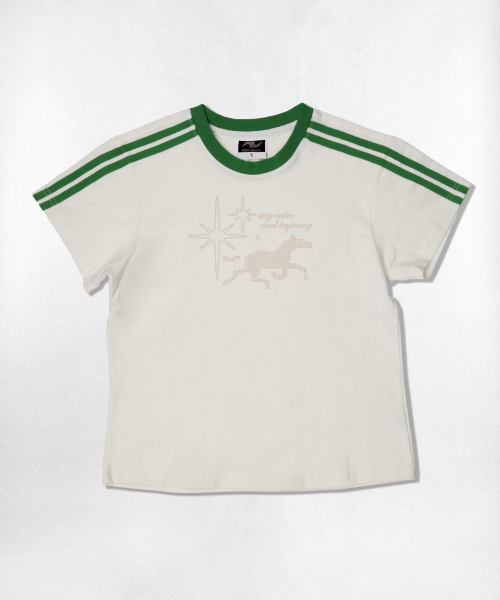 NOTUSUAL（ノットユージュアル）の「ドットホールセミクロップ半袖Tシャツ 6色（Tシャツ/カットソー・レディース・ホワイト/スカイブルー/ネイビー/ピンク/ライトブラウン/ホワイト×グリーン・1(S)）」の12枚目の写真