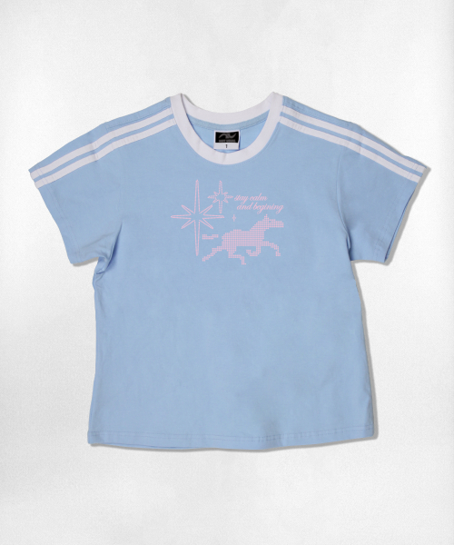 NOTUSUAL（ノットユージュアル）の「ドットホールセミクロップ半袖Tシャツ 6色（Tシャツ/カットソー・レディース・ホワイト/スカイブルー/ネイビー/ピンク/ライトブラウン/ホワイト×グリーン・1(S)）」の14枚目の写真