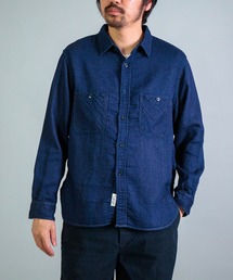 [OMNIGOD mens / オムニゴッド] インディゴ二重ガーゼ ワークシャツⅢ