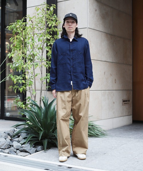 OMNIGOD mens / オムニゴッド] インディゴ二重ガーゼ ワークシャツⅢ