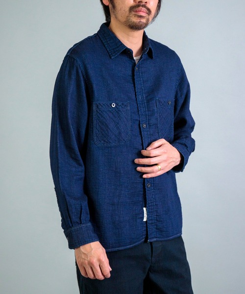 OMNIGOD（オムニゴッド）の「[OMNIGOD mens / オムニゴッド] インディゴ二重ガーゼ ワークシャツⅢ（シャツ/ブラウス・メンズ・インディゴブルー・2/3/4）」の2枚目の写真