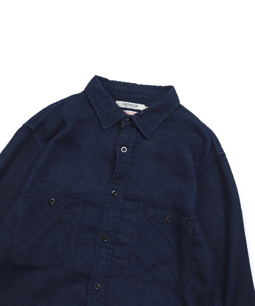 OMNIGOD mens / オムニゴッド] インディゴ二重ガーゼ ワークシャツⅢ