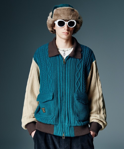 glamb(グラム)の「Knit A-2 Jacket / ニットA-2ジャケット(ニット/セーター・メンズ・ブラック/マルチ・S/M/L)」の6枚目の写真