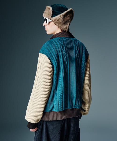 glamb(グラム)の「Knit A-2 Jacket / ニットA-2ジャケット(ニット/セーター・メンズ・ブラック/マルチ・S/M/L)」の7枚目の写真