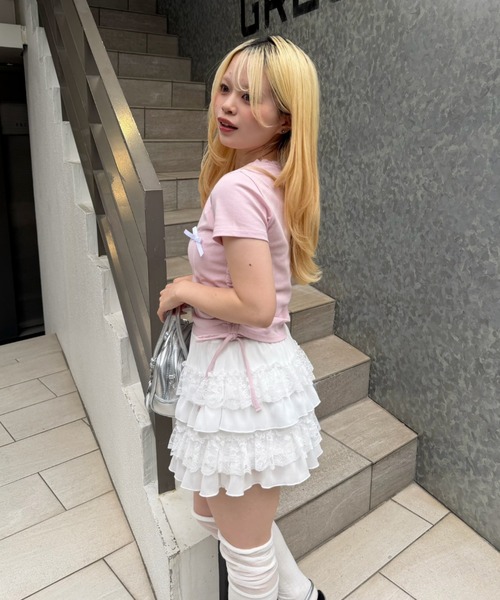 continuer de NICE CLAUP(コンティニューデナイスクラップ)の「リボンロゴチビT(Tシャツ/カットソー・レディース・オフホワイト/ブラック/ドット/ピンク・FREE)」の14枚目の写真