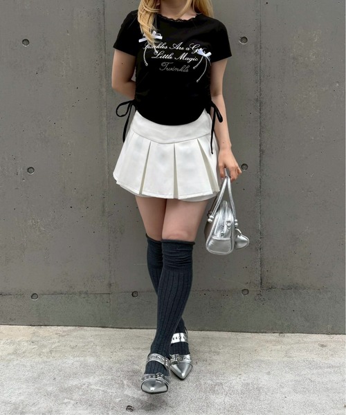 continuer de NICE CLAUP(コンティニューデナイスクラップ)の「リボンロゴチビT(Tシャツ/カットソー・レディース・オフホワイト/ブラック/ドット/ピンク・FREE)」の9枚目の写真