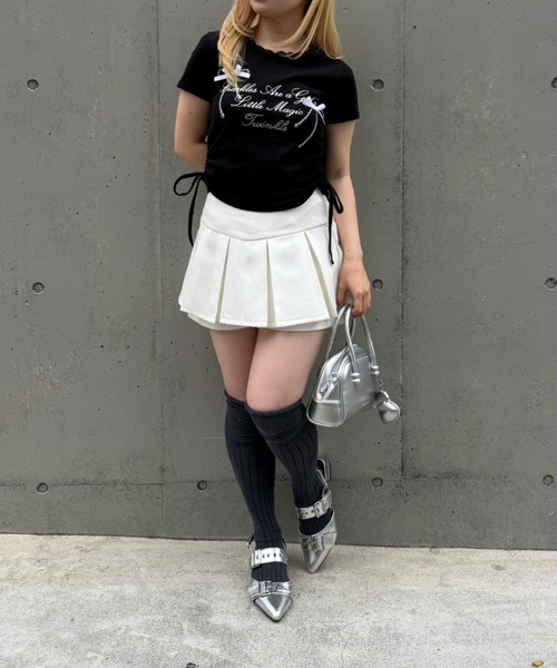continuer de NICE CLAUP(コンティニューデナイスクラップ)の「リボンロゴチビT(Tシャツ/カットソー・レディース・オフホワイト/ブラック/ドット/ピンク・FREE)」の10枚目の写真