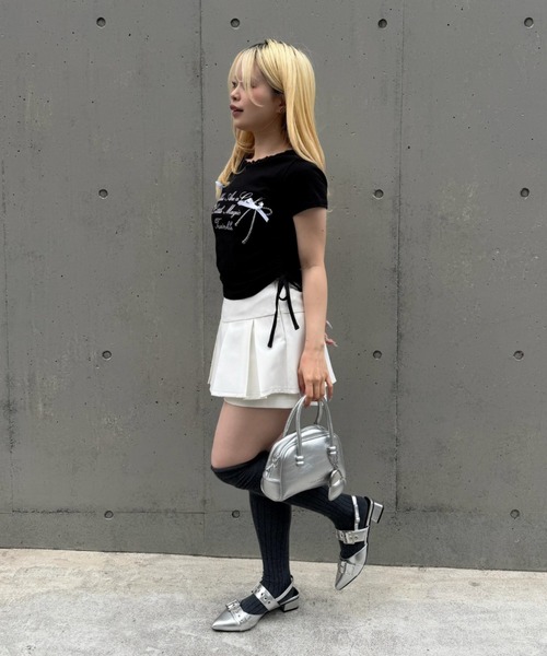 continuer de NICE CLAUP(コンティニューデナイスクラップ)の「リボンロゴチビT(Tシャツ/カットソー・レディース・オフホワイト/ブラック/ドット/ピンク・FREE)」の11枚目の写真