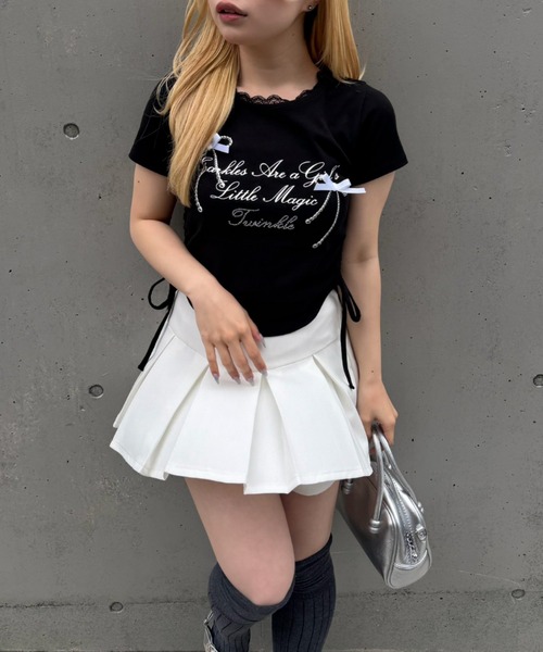 continuer de NICE CLAUP(コンティニューデナイスクラップ)の「リボンロゴチビT(Tシャツ/カットソー・レディース・オフホワイト/ブラック/ドット/ピンク・FREE)」の7枚目の写真