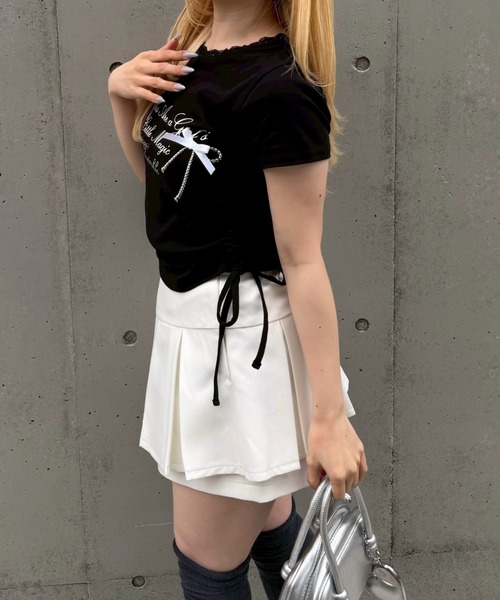 continuer de NICE CLAUP(コンティニューデナイスクラップ)の「リボンロゴチビT(Tシャツ/カットソー・レディース・オフホワイト/ブラック/ドット/ピンク・FREE)」の8枚目の写真