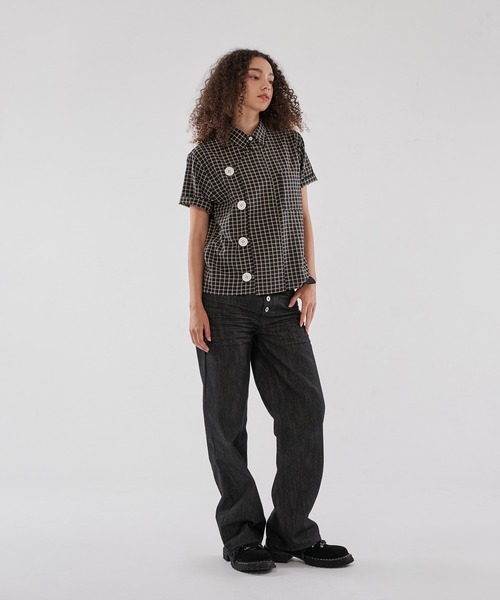 WISH FOR EVER(ウィッシュフォーエバー)の「ASYMMETRY BIG BUTTON SHIRT/アシンメトリービッグボタンシャツ(シャツ/ブラウス・メンズ・ネイビー/ブラック/パープル・SMALL/MEDIUM/LARGE)」の10枚目の写真
