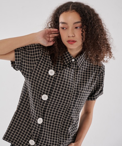 WISH FOR EVER(ウィッシュフォーエバー)の「ASYMMETRY BIG BUTTON SHIRT/アシンメトリービッグボタンシャツ(シャツ/ブラウス・メンズ・ネイビー/ブラック/パープル・SMALL/MEDIUM/LARGE)」の18枚目の写真