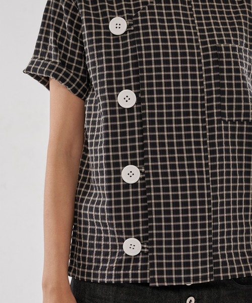 WISH FOR EVER(ウィッシュフォーエバー)の「ASYMMETRY BIG BUTTON SHIRT/アシンメトリービッグボタンシャツ(シャツ/ブラウス・メンズ・ネイビー/ブラック/パープル・SMALL/MEDIUM/LARGE)」の20枚目の写真