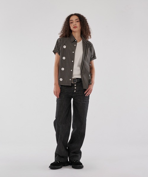WISH FOR EVER(ウィッシュフォーエバー)の「ASYMMETRY BIG BUTTON SHIRT/アシンメトリービッグボタンシャツ(シャツ/ブラウス・メンズ・ネイビー/ブラック/パープル・SMALL/MEDIUM/LARGE)」の12枚目の写真