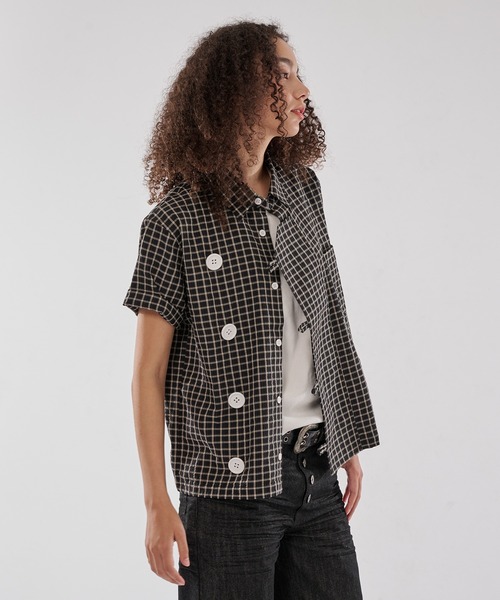 WISH FOR EVER(ウィッシュフォーエバー)の「ASYMMETRY BIG BUTTON SHIRT/アシンメトリービッグボタンシャツ(シャツ/ブラウス・メンズ・ネイビー/ブラック/パープル・SMALL/MEDIUM/LARGE)」の17枚目の写真