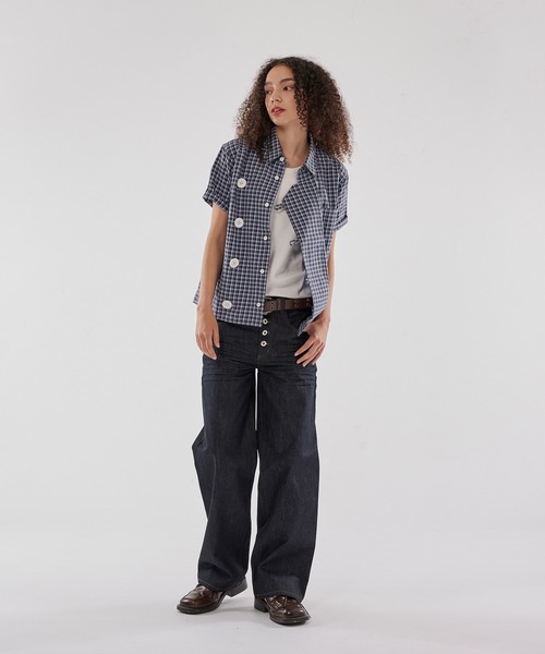 WISH FOR EVER(ウィッシュフォーエバー)の「ASYMMETRY BIG BUTTON SHIRT/アシンメトリービッグボタンシャツ(シャツ/ブラウス・メンズ・ネイビー/ブラック/パープル・SMALL/MEDIUM/LARGE)」の22枚目の写真
