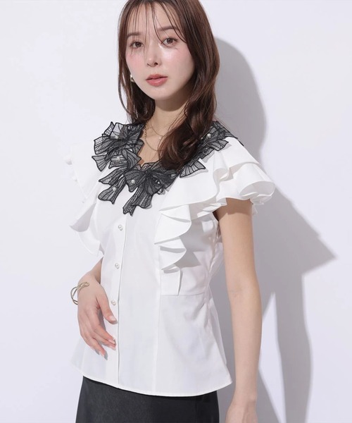 Mystrada（マイストラーダ）の「リボン刺繍ペプラムブラウス（シャツ/ブラウス・レディース・ホワイト/ライトイエロー/ライトブルー・38/36）」の5枚目の写真