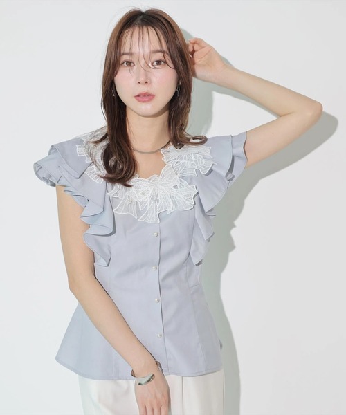 Mystrada（マイストラーダ）の「リボン刺繍ペプラムブラウス（シャツ/ブラウス・レディース・ホワイト/ライトイエロー/ライトブルー・38/36）」の14枚目の写真
