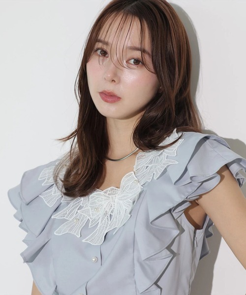 Mystrada（マイストラーダ）の「リボン刺繍ペプラムブラウス（シャツ/ブラウス・レディース・ホワイト/ライトイエロー/ライトブルー・38/36）」の16枚目の写真