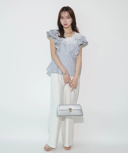 Mystrada（マイストラーダ）の「リボン刺繍ペプラムブラウス（シャツ/ブラウス・レディース・ホワイト/ライトイエロー/ライトブルー・38/36）」の17枚目の写真