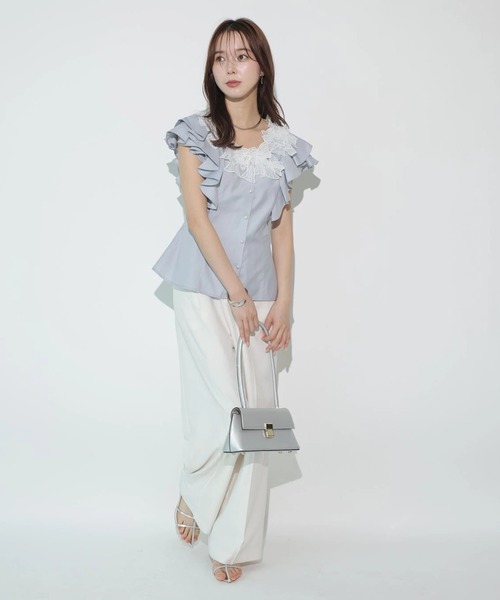 Mystrada（マイストラーダ）の「リボン刺繍ペプラムブラウス（シャツ/ブラウス・レディース・ホワイト/ライトイエロー/ライトブルー・38/36）」の18枚目の写真