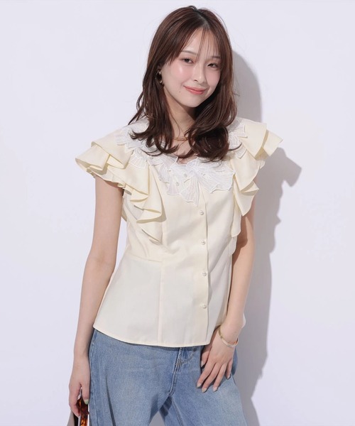 Mystrada（マイストラーダ）の「リボン刺繍ペプラムブラウス（シャツ/ブラウス・レディース・ホワイト/ライトイエロー/ライトブルー・38/36）」の19枚目の写真