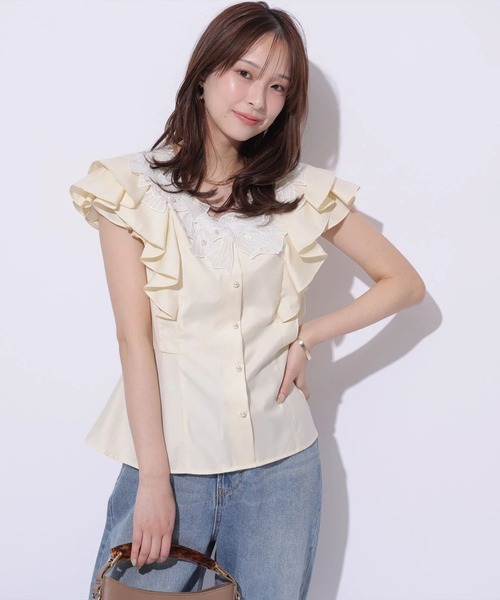 Mystrada（マイストラーダ）の「リボン刺繍ペプラムブラウス（シャツ/ブラウス・レディース・ホワイト/ライトイエロー/ライトブルー・38/36）」の20枚目の写真