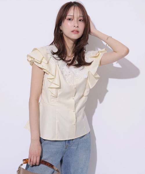 Mystrada（マイストラーダ）の「リボン刺繍ペプラムブラウス（シャツ/ブラウス・レディース・ホワイト/ライトイエロー/ライトブルー・38/36）」の21枚目の写真