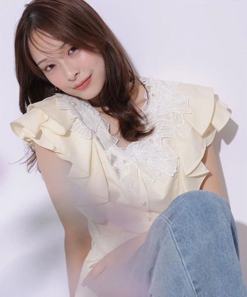 Mystrada（マイストラーダ）の「リボン刺繍ペプラムブラウス（シャツ/ブラウス・レディース・ホワイト/ライトイエロー/ライトブルー・38/36）」の22枚目の写真
