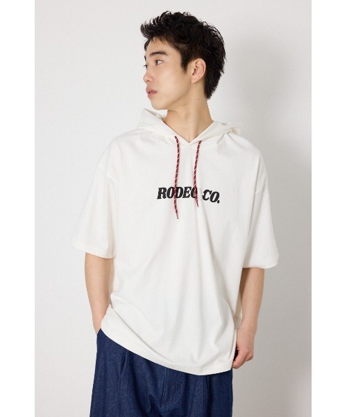 RODEO CROWNS WIDE BOWL（ロデオクラウンズワイドボウル）の「&ロゴフードTシャツ（Tシャツ/カットソー・メンズ・ホワイト/ブラック/スモークピンク・MEDIUM/LARGE）」の2枚目の写真