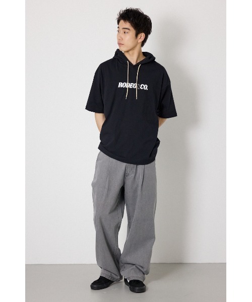 RODEO CROWNS WIDE BOWL（ロデオクラウンズワイドボウル）の「&ロゴフードTシャツ（Tシャツ/カットソー・メンズ・ホワイト/ブラック/スモークピンク・MEDIUM/LARGE）」の4枚目の写真