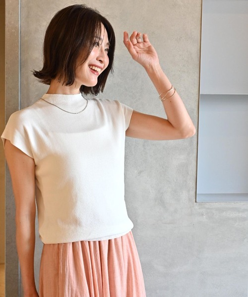 Ehre style(エーレスタイル)の「着回し上手な さらっと トップス サマーニット(ニット/セーター・レディース・マスタード/グリーン/ブラック/ホワイト/ベージュ・FREE)」の1枚目の写真