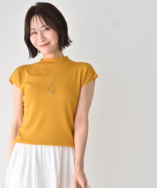 Ehre style(エーレスタイル)の「着回し上手な さらっと トップス サマーニット(ニット/セーター・レディース・マスタード/グリーン/ブラック/ホワイト/ベージュ・FREE)」の5枚目の写真
