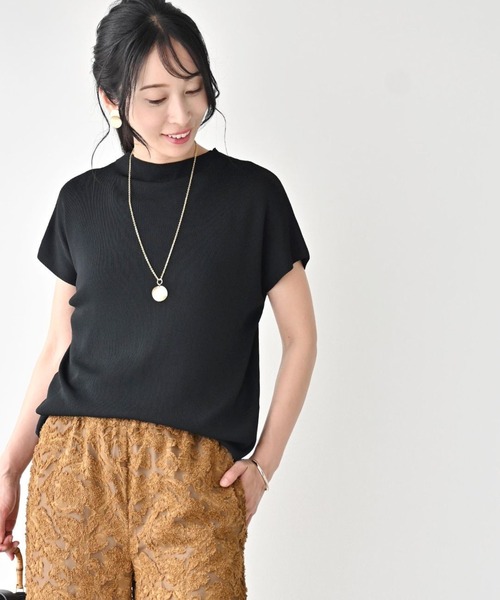 Ehre style(エーレスタイル)の「着回し上手な さらっと トップス サマーニット(ニット/セーター・レディース・マスタード/グリーン/ブラック/ホワイト/ベージュ・FREE)」の2枚目の写真