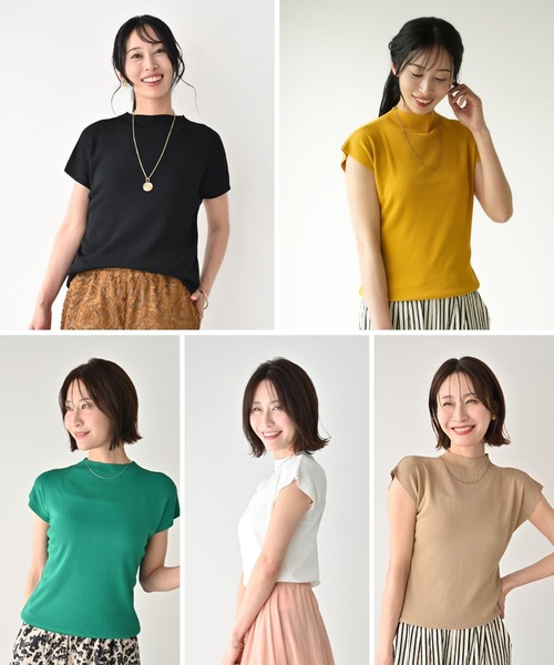 Ehre style(エーレスタイル)の「着回し上手な さらっと トップス サマーニット(ニット/セーター・レディース・マスタード/グリーン/ブラック/ホワイト/ベージュ・FREE)」の13枚目の写真