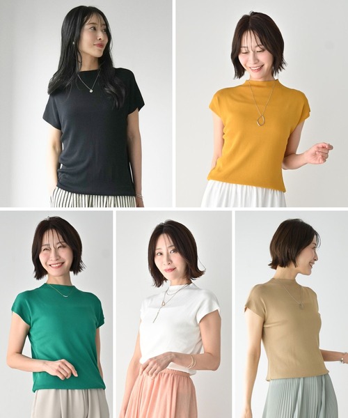 Ehre style(エーレスタイル)の「着回し上手な さらっと トップス サマーニット(ニット/セーター・レディース・マスタード/グリーン/ブラック/ホワイト/ベージュ・FREE)」の22枚目の写真