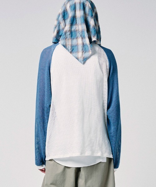 EFFECTEN（エフェクテン）の「mlt5723-Mesh raglan sleeve cutsew ラグランカットソー(efdig-10)（Tシャツ/カットソー・メンズ・ホワイト×グレー/ホワイト×ブルー・M/L）」の20枚目の写真