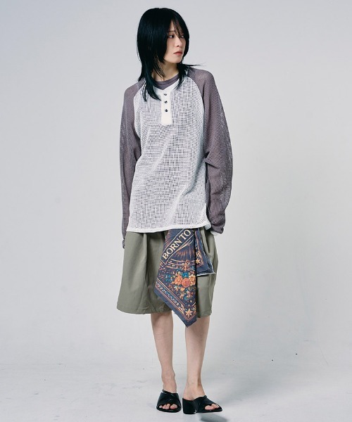 EFFECTEN（エフェクテン）の「mlt5723-Mesh raglan sleeve cutsew ラグランカットソー(efdig-10)（Tシャツ/カットソー・メンズ・ホワイト×グレー/ホワイト×ブルー・M/L）」の13枚目の写真