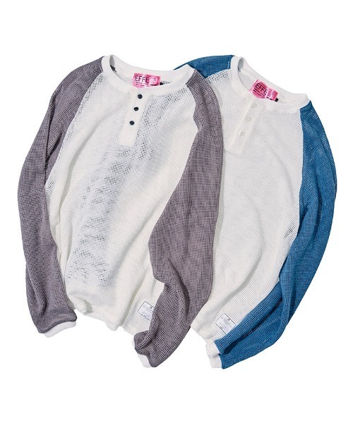 EFFECTEN（エフェクテン）の「mlt5723-Mesh raglan sleeve cutsew ラグランカットソー(efdig-10)（Tシャツ/カットソー・メンズ・ホワイト×グレー/ホワイト×ブルー・M/L）」の10枚目の写真