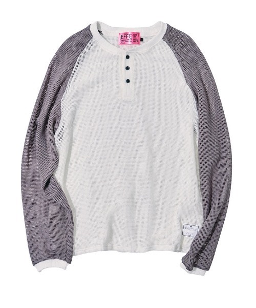 EFFECTEN（エフェクテン）の「mlt5723-Mesh raglan sleeve cutsew ラグランカットソー(efdig-10)（Tシャツ/カットソー・メンズ・ホワイト×グレー/ホワイト×ブルー・M/L）」の9枚目の写真