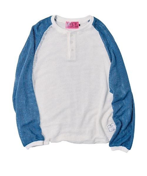 EFFECTEN（エフェクテン）の「mlt5723-Mesh raglan sleeve cutsew ラグランカットソー(efdig-10)（Tシャツ/カットソー・メンズ・ホワイト×グレー/ホワイト×ブルー・M/L）」の7枚目の写真