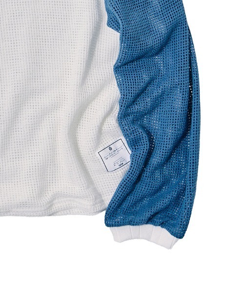 EFFECTEN（エフェクテン）の「mlt5723-Mesh raglan sleeve cutsew ラグランカットソー(efdig-10)（Tシャツ/カットソー・メンズ・ホワイト×グレー/ホワイト×ブルー・M/L）」の3枚目の写真