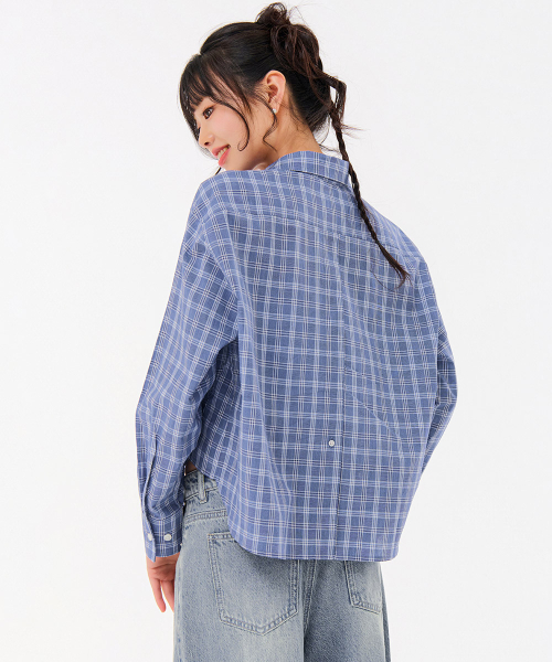 CHASECULT（チェイスカルト）の「レディース クロップチェックシャツ-FBRG5475C0N（シャツ/ブラウス・レディース・ダークブルー・FRE）」の3枚目の写真