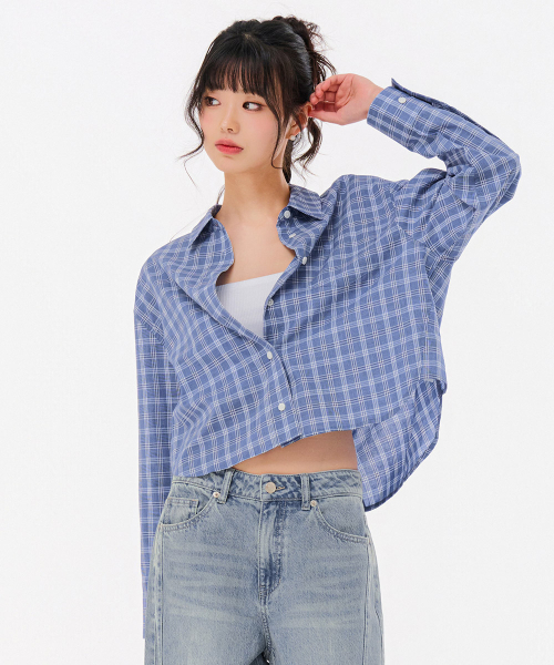 CHASECULT（チェイスカルト）の「レディース クロップチェックシャツ-FBRG5475C0N（シャツ/ブラウス・レディース・ダークブルー・FRE）」の5枚目の写真