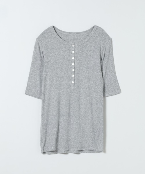 JEANASIS(ジーナシス)の「セミシアーリブヘンリーSS/1023342(Tシャツ/カットソー・レディース・ホワイト/グレー/ブラック・FREE)」の1枚目の写真